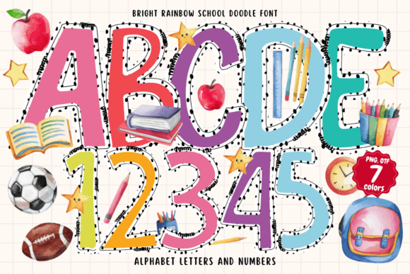 Bright Rainbow School Doodle: A Lively Font for Playful Projects