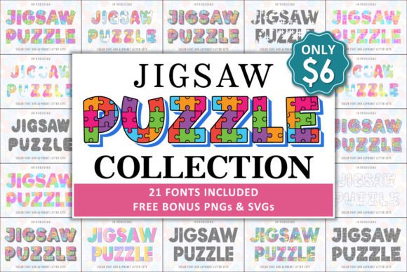 Jigsaw Puzzle Collection: A Playful Premium Font for Creative Projects